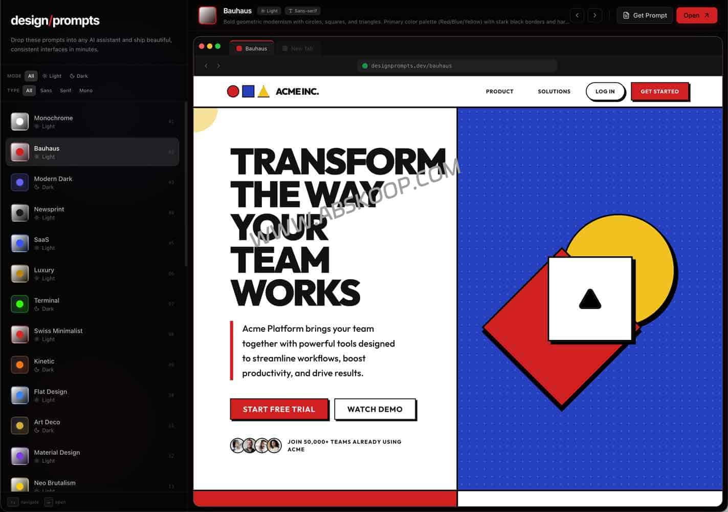 Design Prompts：AI 设计风格提示词库｜31+ UI 设计风格一站式探索