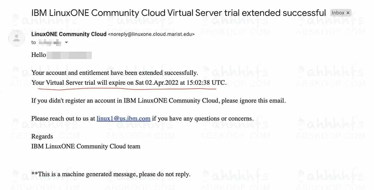 免费服务器-IBMLinuxONE-60天试用-续期结果