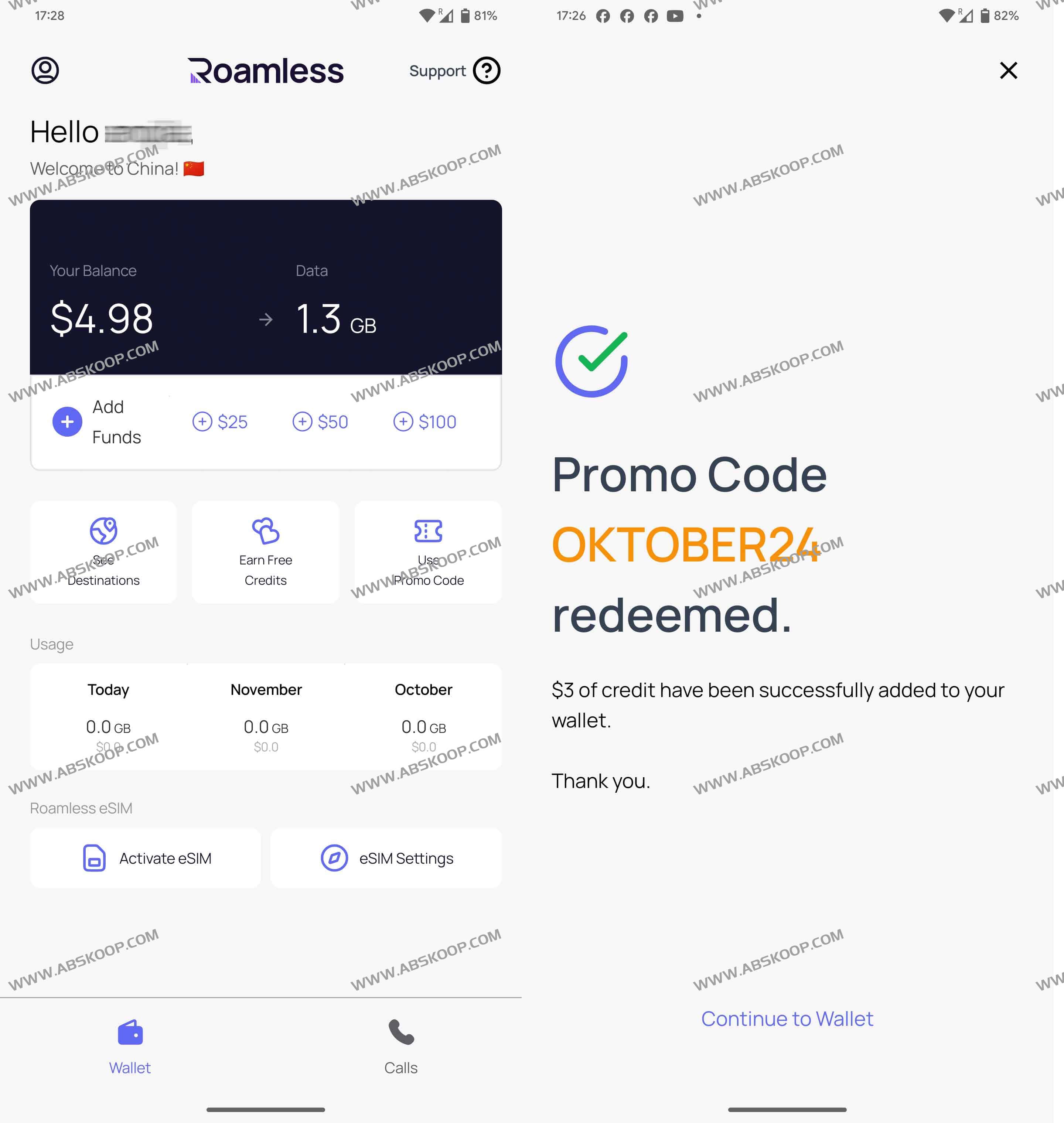 免费eSIM号码全球流量卡 无实名0月租 注册送4.98+美元:Roamless 1 免费eSIM号码全球流量卡 无实名0月租 注册送4.25+美元:Roamless