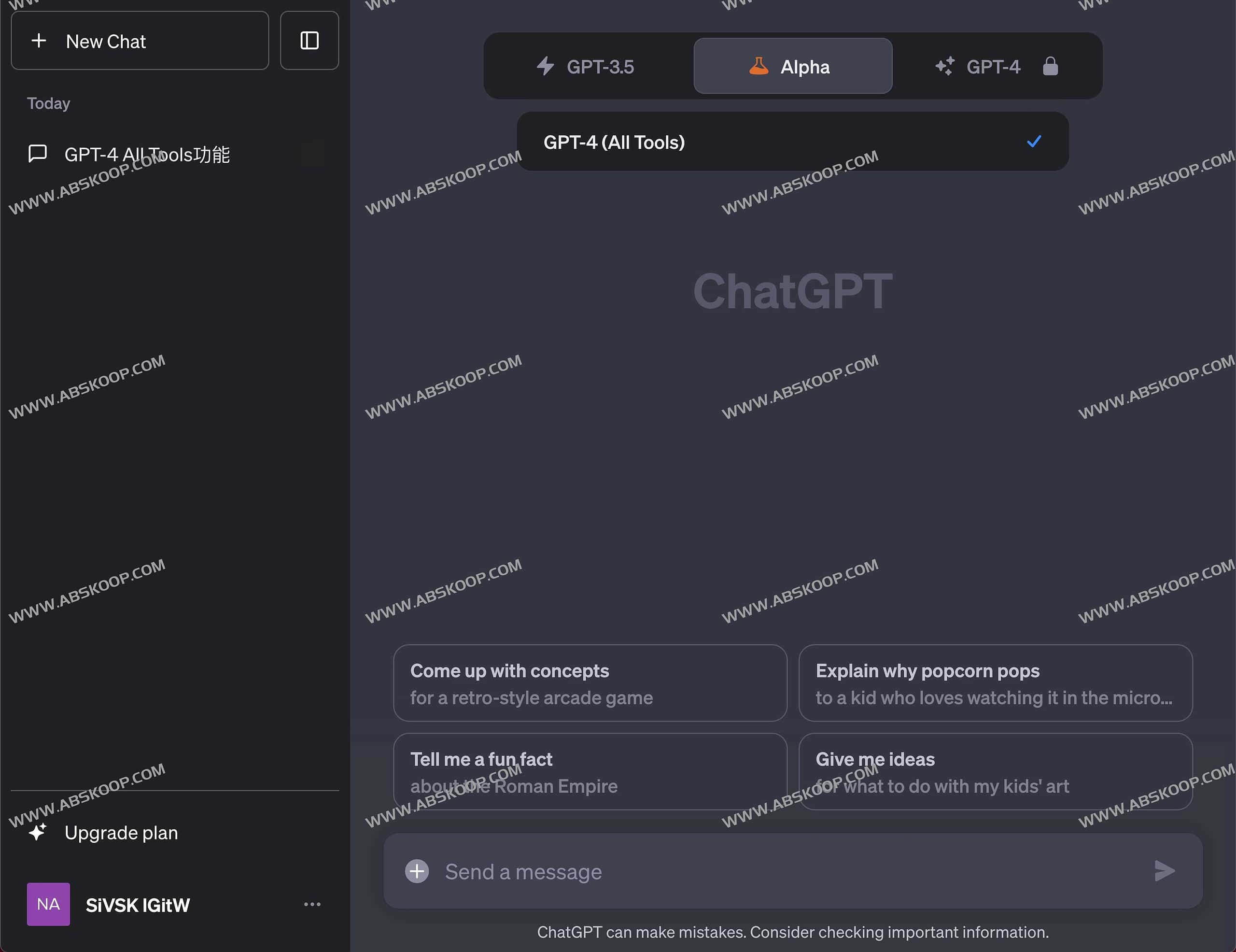 ChatGPT账号分享 带GPT-4 All Tools功能 1 ChatGPT账号分享 带GPT-4 All Tools功能
