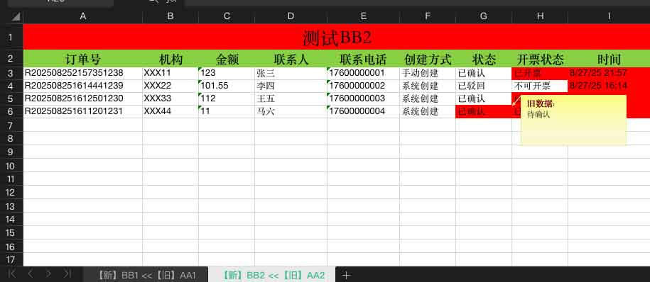 Diff Excel:一键对比 Excel 差异的开源工具(高亮标注+差异报告,跨平台可用) 2 Diff Excel:一键对比 Excel 差异的开源工具(高亮标注+差异报告,跨平台可用)