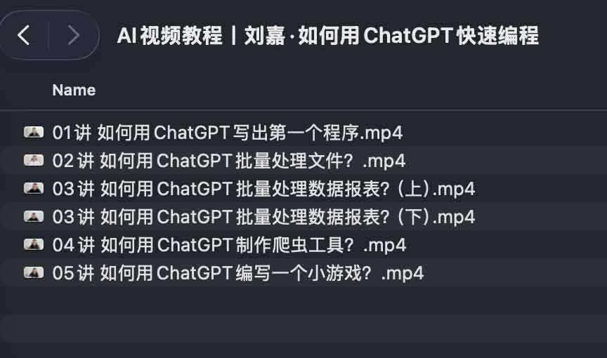 AI视频教程丨刘嘉·如何用ChatGPT快速编程 1 AI视频教程丨刘嘉·如何用ChatGPT快速编程